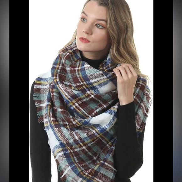 Scarf Large Acrylic Wool Plaid Scarf Long Warm Autumn Winter Cape Comfortable - Picture 1 of 5